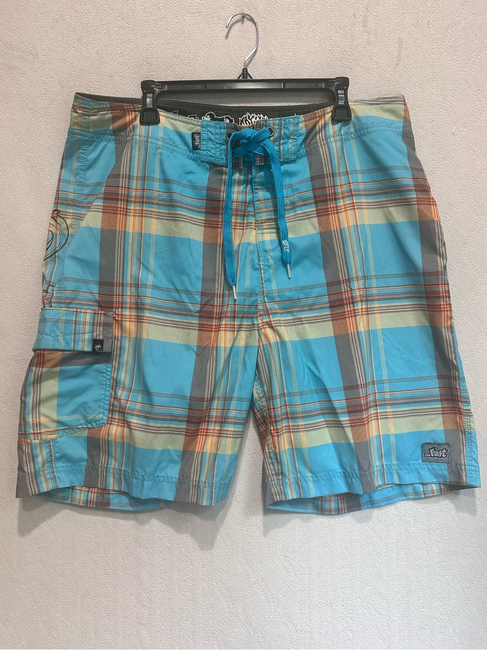 Vintage Lost Board Shorts Mens 38 Plaid Y2K Surf‎ Skate Swim